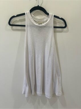 Free People White Ribbed Swing Tank